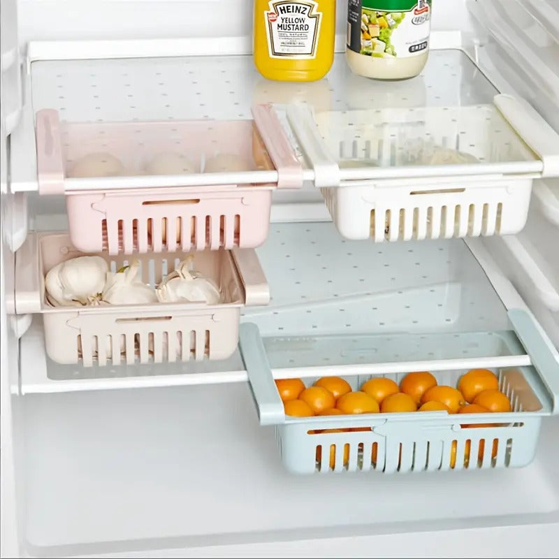 (4/8 piezas) Caja de almacenamiento retráctil para refrigerador